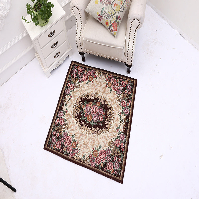 Lisslune | Victorian Style Foyer Carpet Multicolored Floral Pattern Carpet Polypropylene Pet Friendly Non-Slip Back Washable Carpet