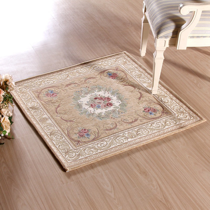 Lisslune | Victorian Style Foyer Carpet Multicolored Floral Pattern Carpet Polypropylene Pet Friendly Non-Slip Back Washable Carpet