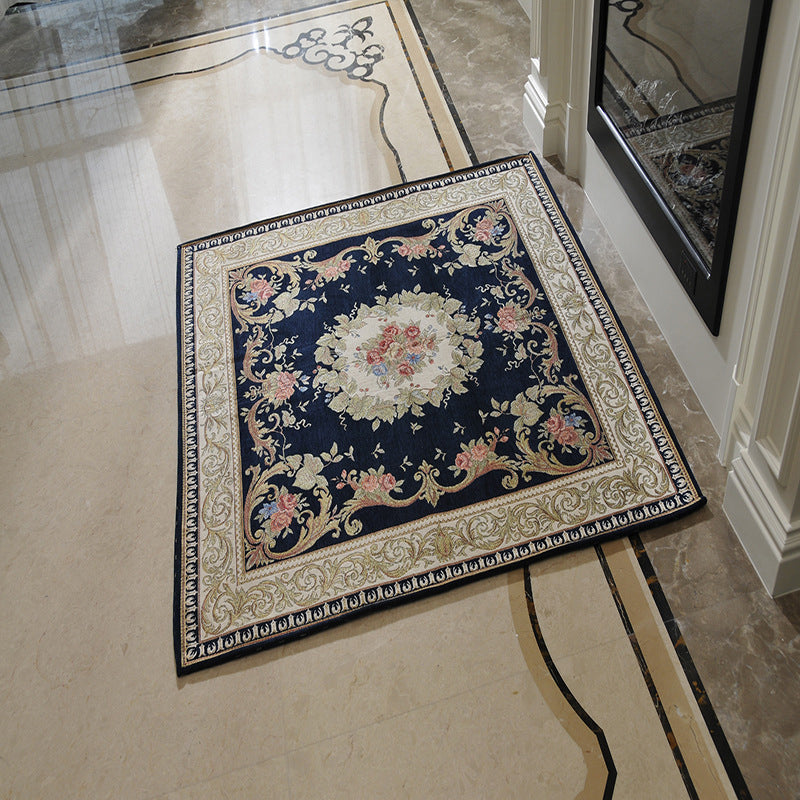 Lisslune | Victorian Style Foyer Carpet Multicolored Floral Pattern Carpet Polypropylene Pet Friendly Non-Slip Back Washable Carpet