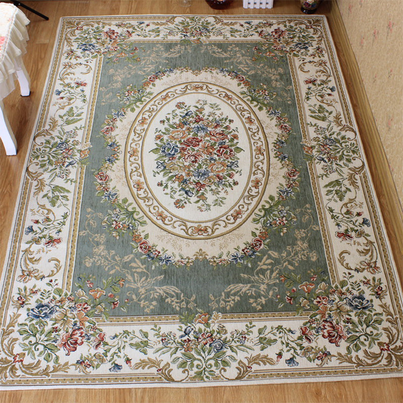 Lisslune | Victorian living room carpet Multicolored peony carpet Cotton Machine washable Non-slip back Carpet