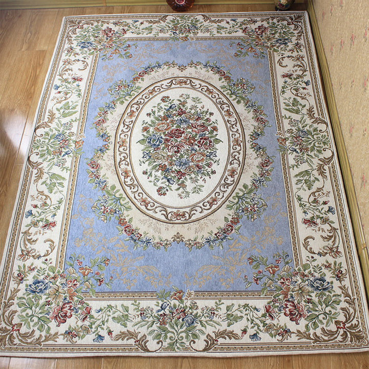 Lisslune | Victorian living room carpet Multicolored peony carpet Cotton Machine washable Non-slip back Carpet