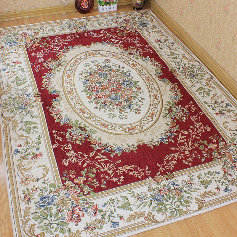Lisslune | Victorian living room carpet Multicolored peony carpet Cotton Machine washable Non-slip back Carpet