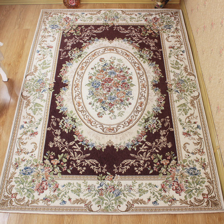 Lisslune | Victorian living room carpet Multicolored peony carpet Cotton Machine washable Non-slip back Carpet