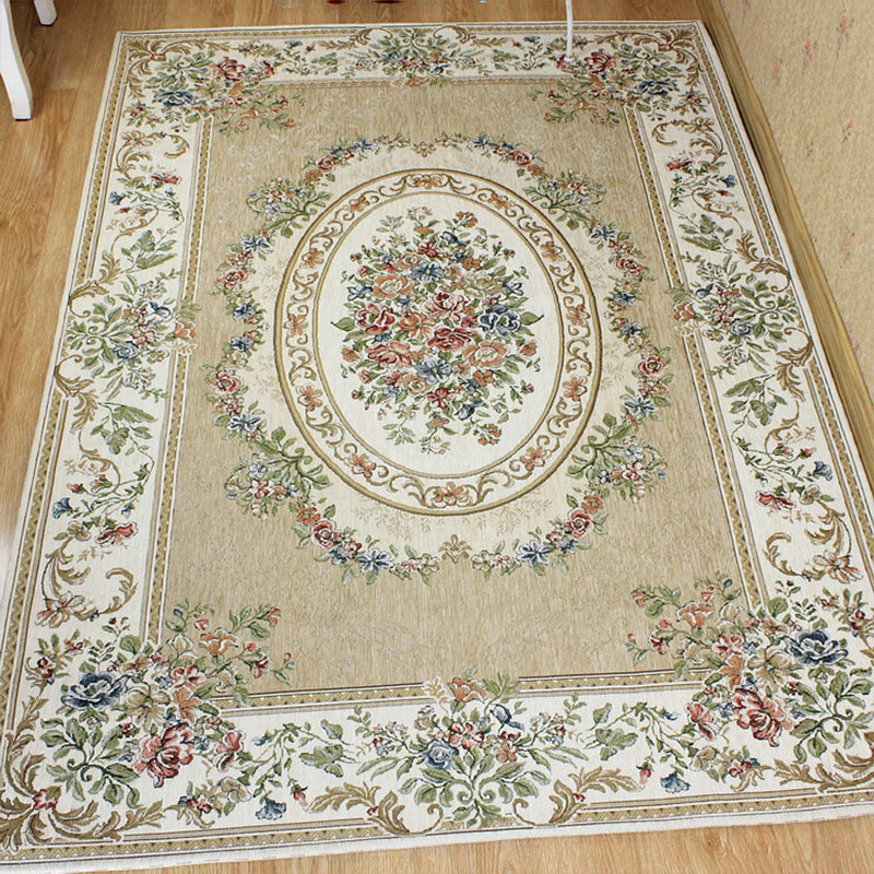 Lisslune | Victorian living room carpet Multicolored peony carpet Cotton Machine washable Non-slip back Carpet