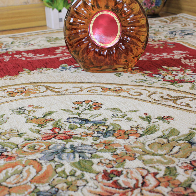 Lisslune | Victorian living room carpet Multicolored peony carpet Cotton Machine washable Non-slip back Carpet