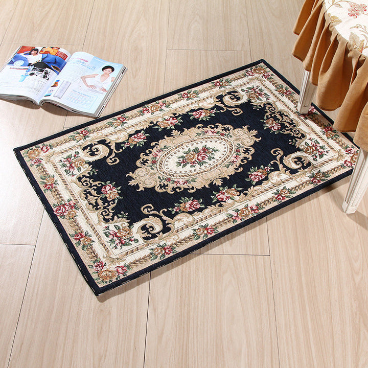 Lisslune | Multicolored Doormat Traditional Peonies Rug Polyester Stain Resistant Non-Slip Backing Washable Rug