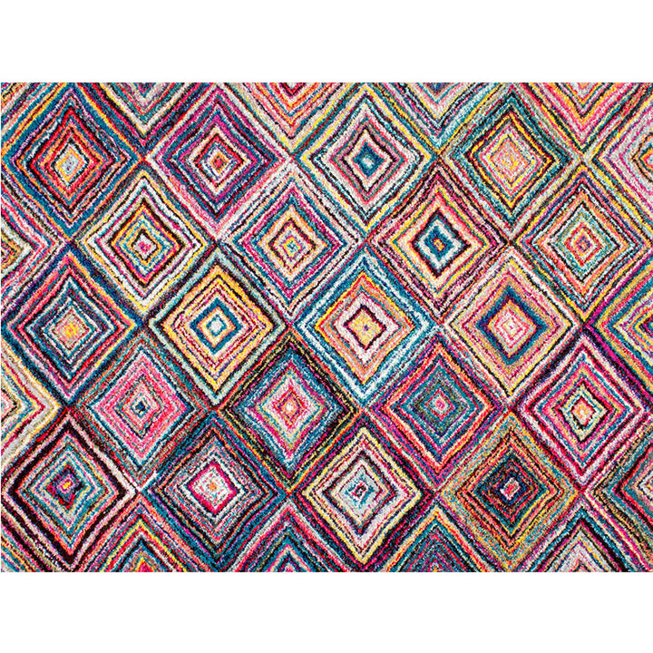 Lisslune | Worn Moroccan Rug Multicolored Patterned Rug Non-Slip Machine Washable Stain Resistant Rug for Home