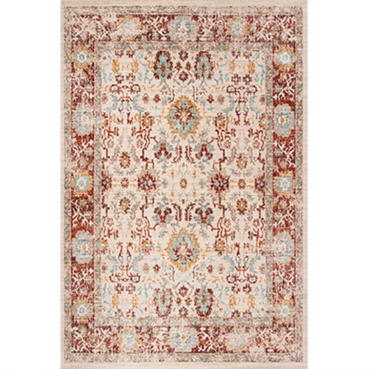Lisslune | Worn Moroccan Rug Multicolored Patterned Rug Non-Slip Machine Washable Stain Resistant Rug for Home