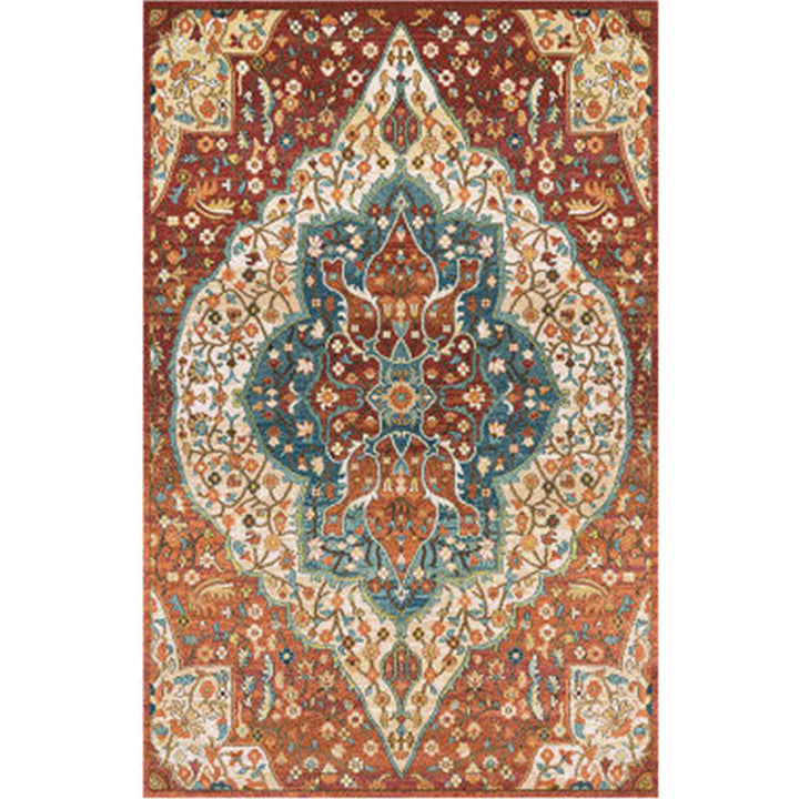 Lisslune | Worn Moroccan Rug Multicolored Patterned Rug Non-Slip Machine Washable Stain Resistant Rug for Home