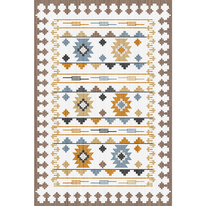 Lisslune | Worn Moroccan Rug Multicolored Patterned Rug Non-Slip Machine Washable Stain Resistant Rug for Home