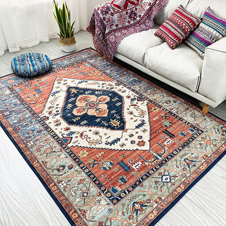 Lisslune | Moroccan living room carpet More colors Printed carpet Cotton Non-slip Machine washable Pet-friendly carpet