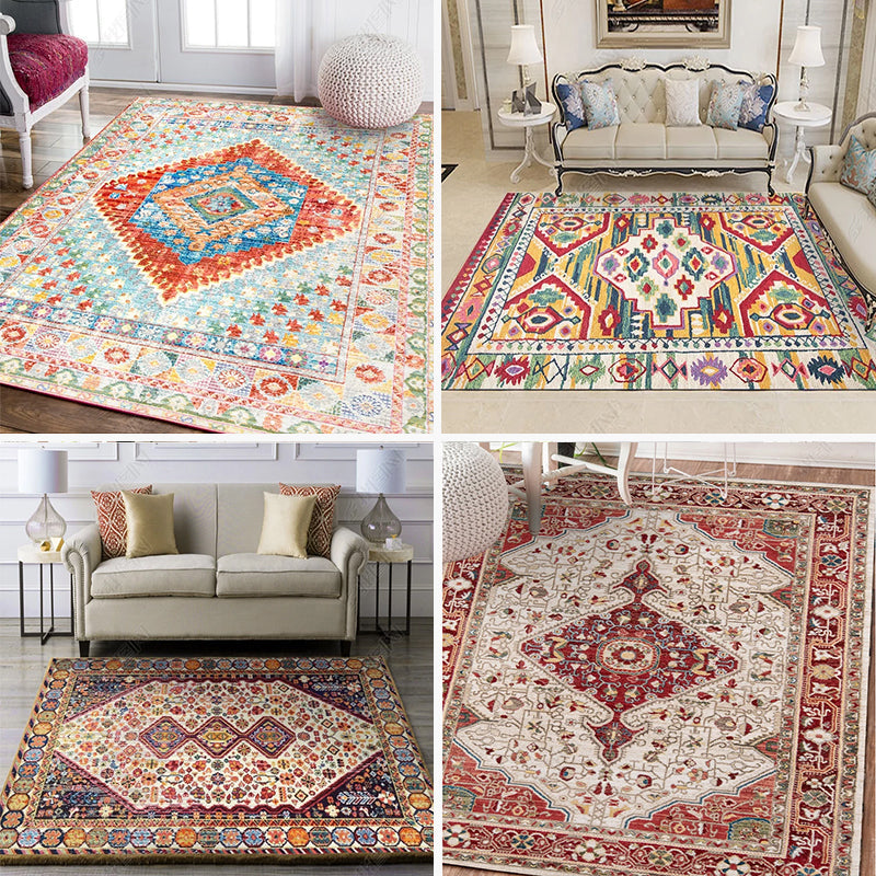 Lisslune | Moroccan living room carpet More colors Printed carpet Cotton Non-slip Machine washable Pet-friendly carpet