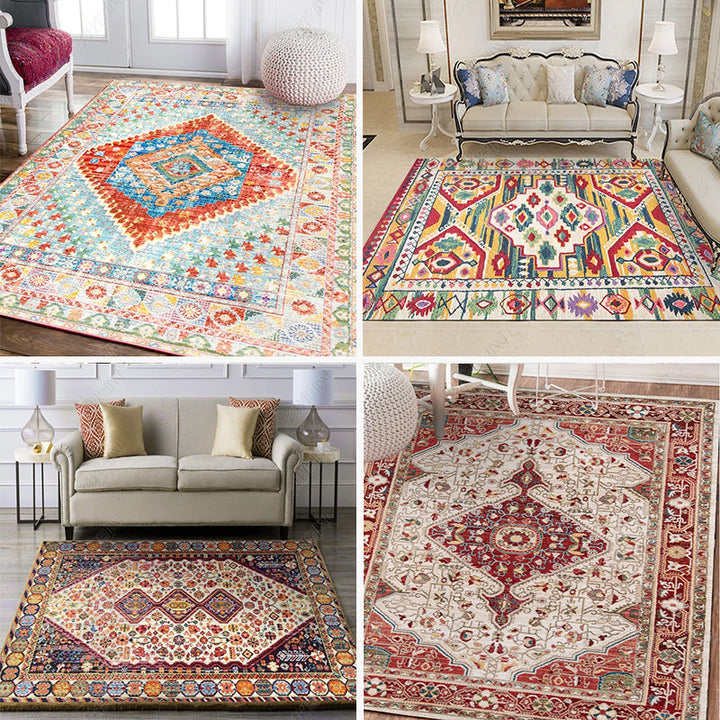 Lisslune | Moroccan living room carpet More colors Printed carpet Cotton Non-slip Machine washable Pet-friendly carpet