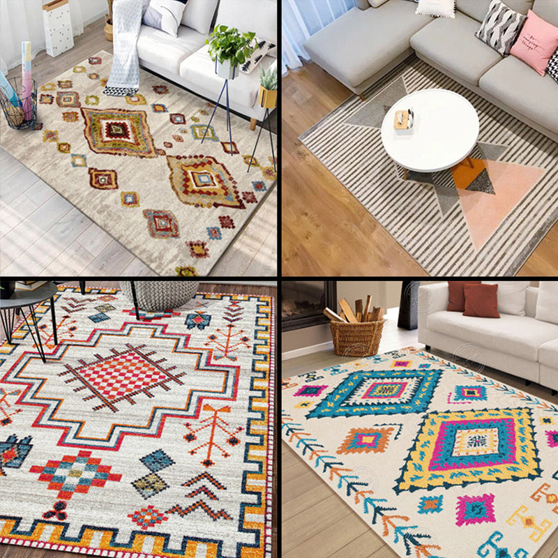 Lisslune | Moroccan living room carpet More colors Printed carpet Cotton Non-slip Machine washable Pet-friendly carpet