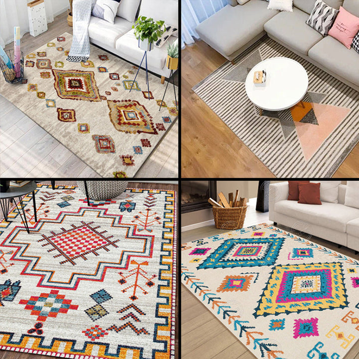 Lisslune | Moroccan living room carpet More colors Printed carpet Cotton Non-slip Machine washable Pet-friendly carpet