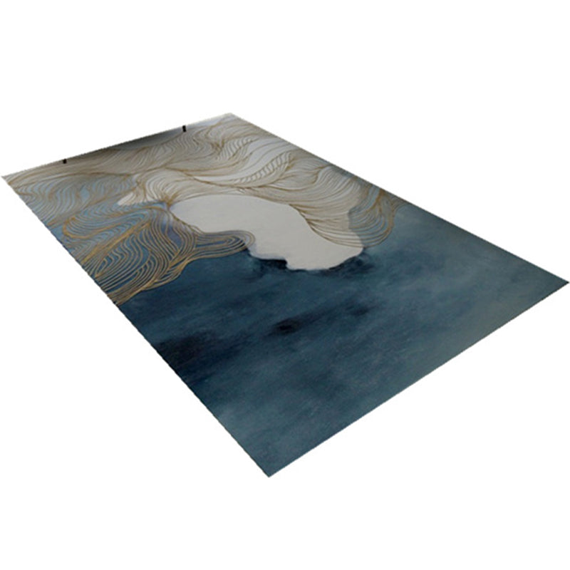 Lisslune | Asian abstract flowing print carpet Multicolor synthetic carpet pet-friendly washable non-slip flooring for living room