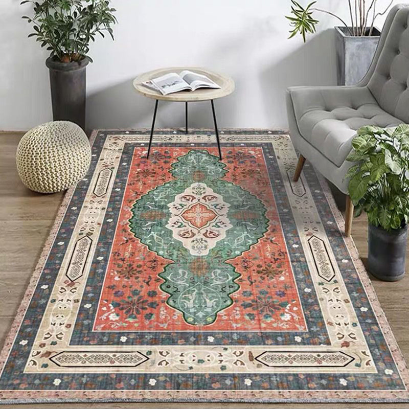 Lisslune | Exotic antique carpet multicolored geometric print rug non-slip back pet-friendly machine washable rug for large room