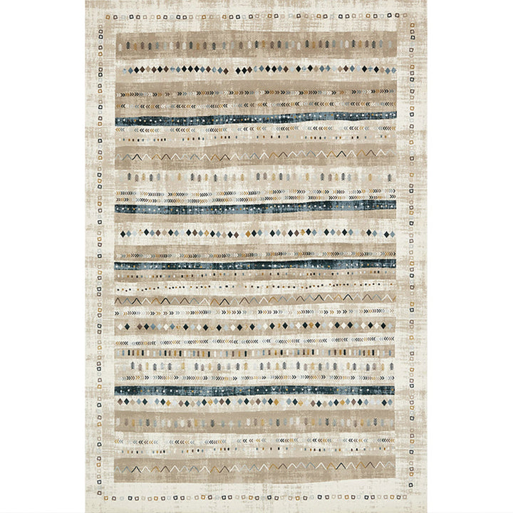 Lisslune | Exotic antique carpet multicolored geometric print rug non-slip back pet-friendly machine washable rug for large room