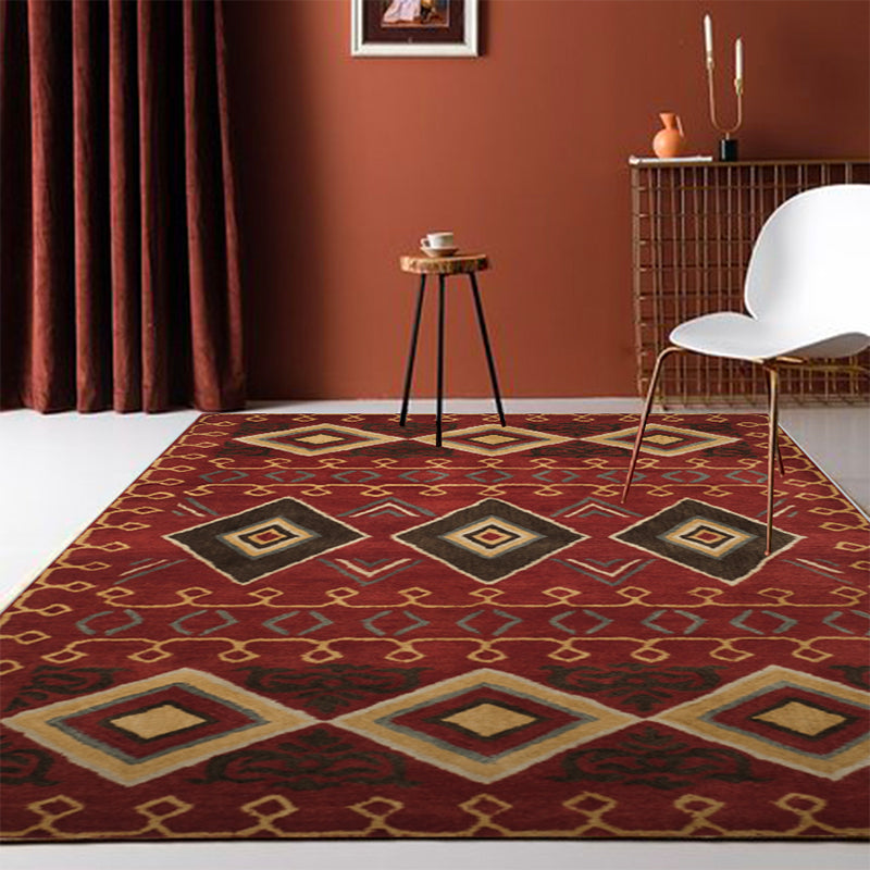 Lisslune | Exotic antique carpet multicolored geometric print rug non-slip back pet-friendly machine washable rug for large room
