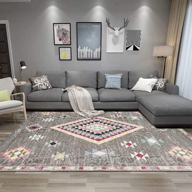 Lisslune | Exotic antique carpet multicolored geometric print rug non-slip back pet-friendly machine washable rug for large room