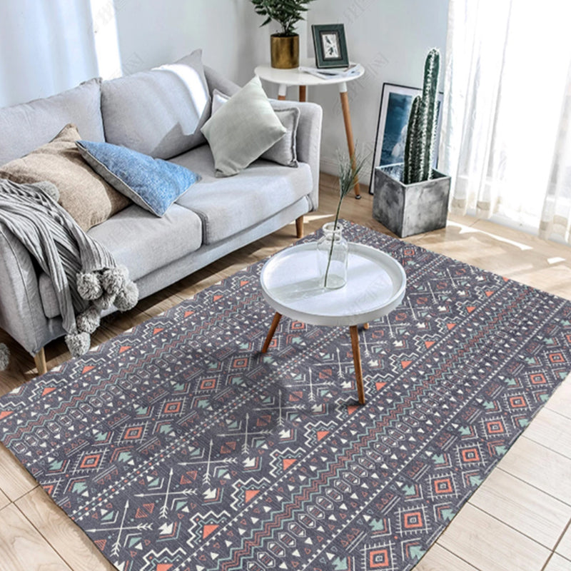 Lisslune | Exotic antique carpet multicolored geometric print rug non-slip back pet-friendly machine washable rug for large room