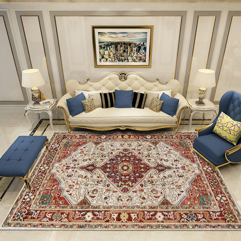 Lisslune | Nostalgia Chamber Rug Multicolored Jacquard Rug Synthetic Pet Friendly Non-Slip Back Machine Washable Rug