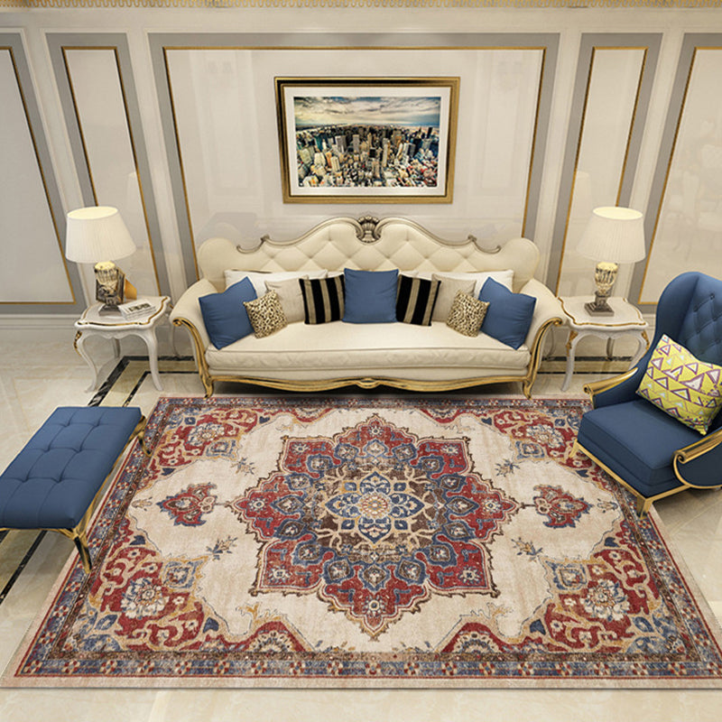 Lisslune | Nostalgia Chamber Rug Multicolored Jacquard Rug Synthetic Pet Friendly Non-Slip Back Machine Washable Rug