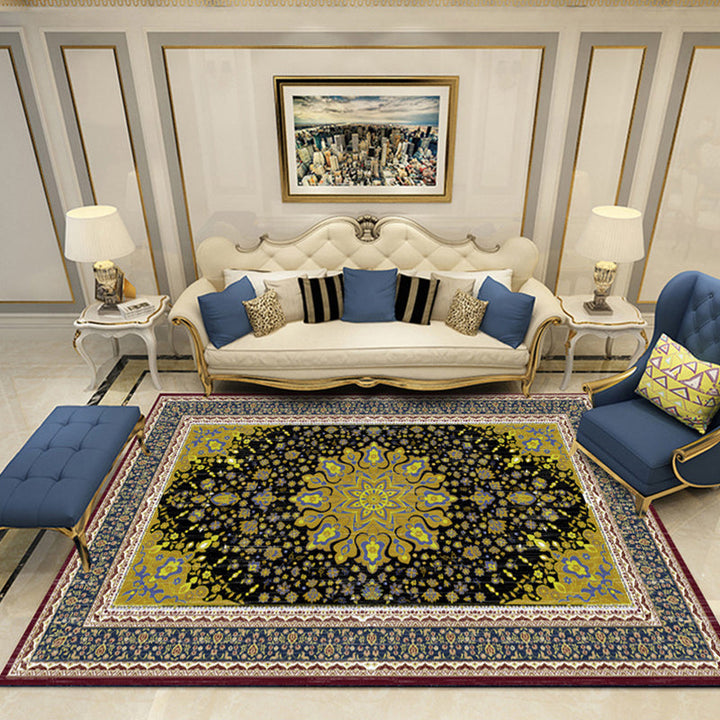 Lisslune | Nostalgia Chamber Rug Multicolored Jacquard Rug Synthetic Pet Friendly Non-Slip Back Machine Washable Rug