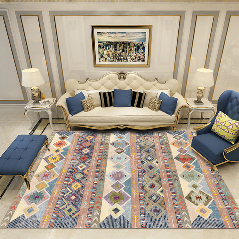 Lisslune | Nostalgia Chamber Rug Multicolored Jacquard Rug Synthetic Pet Friendly Non-Slip Back Machine Washable Rug