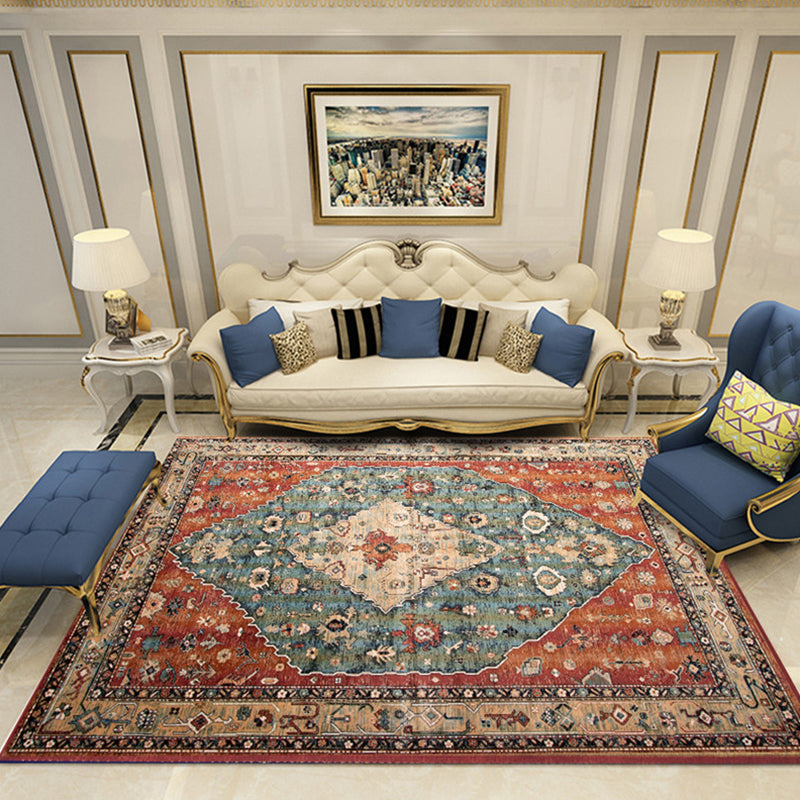 Lisslune | Nostalgia Chamber Rug Multicolored Jacquard Rug Synthetic Pet Friendly Non-Slip Back Machine Washable Rug