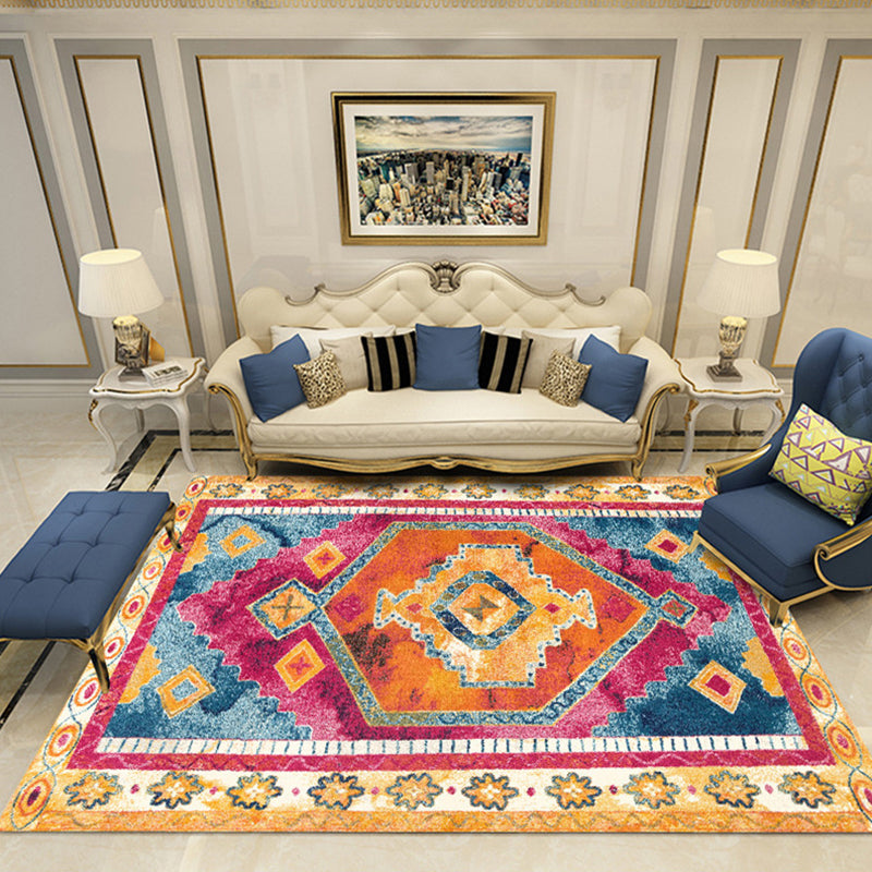 Lisslune | Nostalgia Chamber Rug Multicolored Jacquard Rug Synthetic Pet Friendly Non-Slip Back Machine Washable Rug