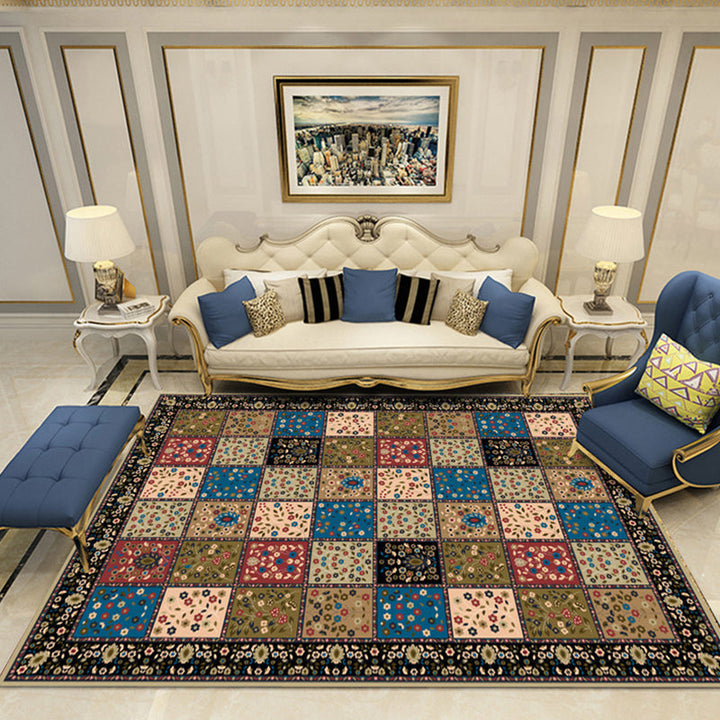 Lisslune | Nostalgia Chamber Rug Multicolored Jacquard Rug Synthetic Pet Friendly Non-Slip Back Machine Washable Rug