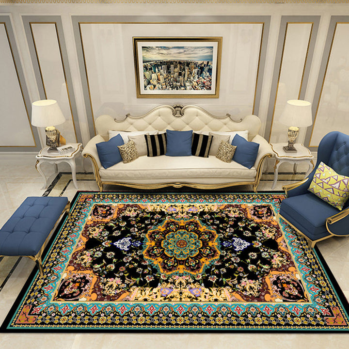 Lisslune | Nostalgia Chamber Rug Multicolored Jacquard Rug Synthetic Pet Friendly Non-Slip Back Machine Washable Rug
