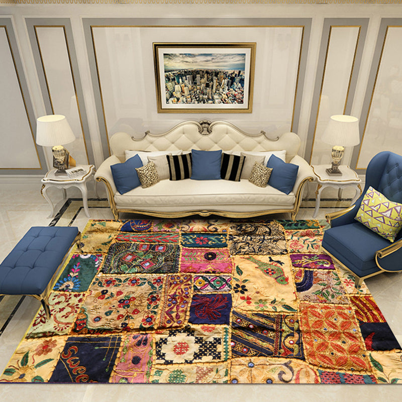 Lisslune | Nostalgia Chamber Rug Multicolored Jacquard Rug Synthetic Pet Friendly Non-Slip Back Machine Washable Rug
