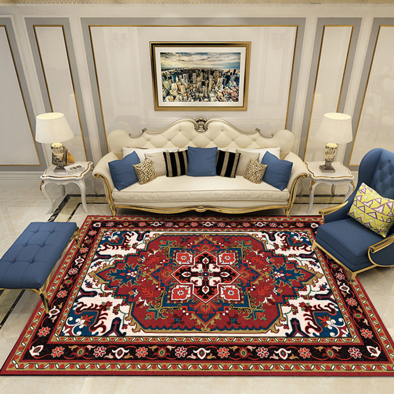 Lisslune | Nostalgia Chamber Rug Multicolored Jacquard Rug Synthetic Pet Friendly Non-Slip Back Machine Washable Rug