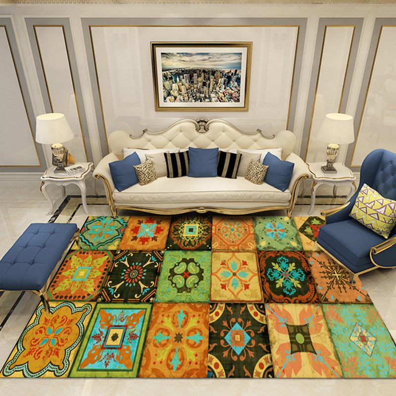 Lisslune | Nostalgia Chamber Rug Multicolored Jacquard Rug Synthetic Pet Friendly Non-Slip Back Machine Washable Rug