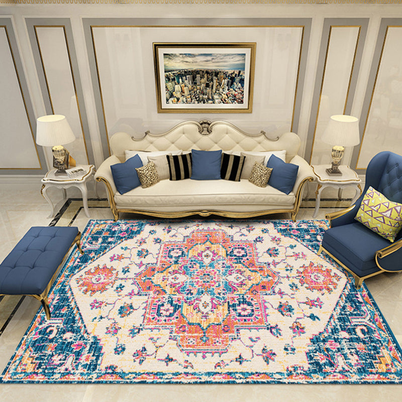 Lisslune | Nostalgia Chamber Rug Multicolored Jacquard Rug Synthetic Pet Friendly Non-Slip Back Machine Washable Rug