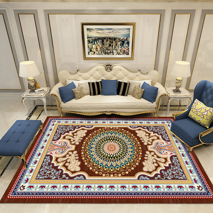 Lisslune | Nostalgia Chamber Rug Multicolored Jacquard Rug Synthetic Pet Friendly Non-Slip Back Machine Washable Rug