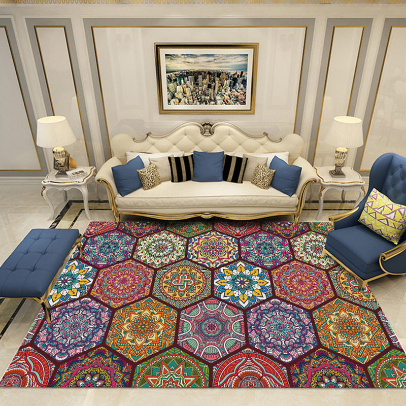 Lisslune | Nostalgia Chamber Rug Multicolored Jacquard Rug Synthetic Pet Friendly Non-Slip Back Machine Washable Rug