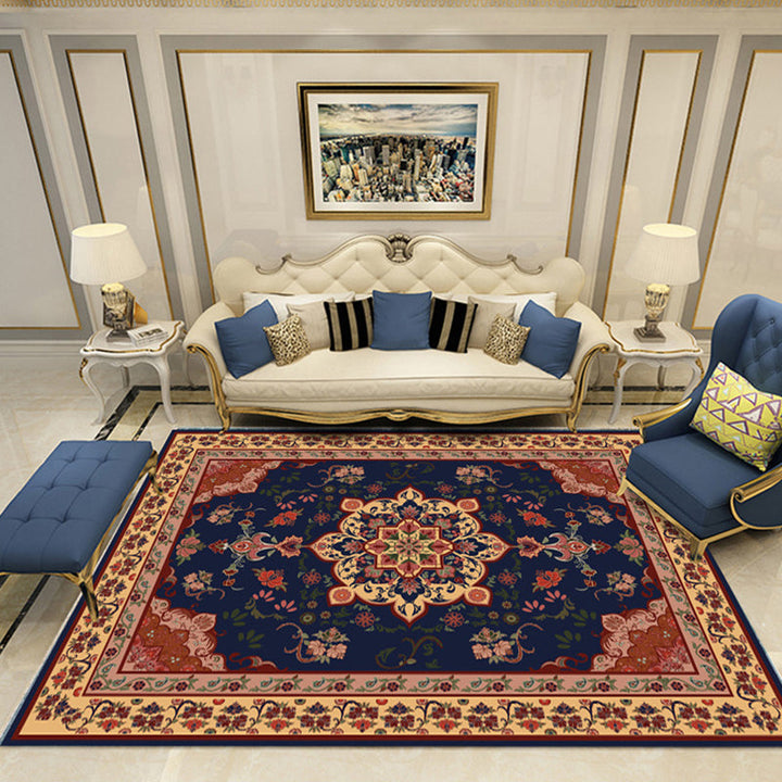 Lisslune | Nostalgia Chamber Rug Multicolored Jacquard Rug Synthetic Pet Friendly Non-Slip Back Machine Washable Rug