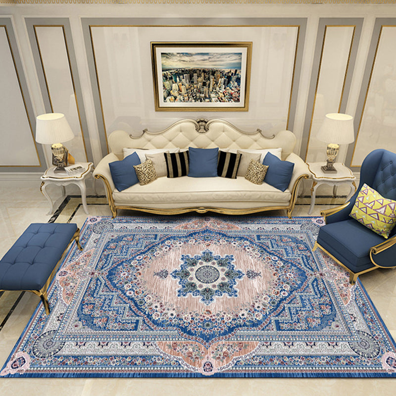 Lisslune | Nostalgia Chamber Rug Multicolored Jacquard Rug Synthetic Pet Friendly Non-Slip Back Machine Washable Rug