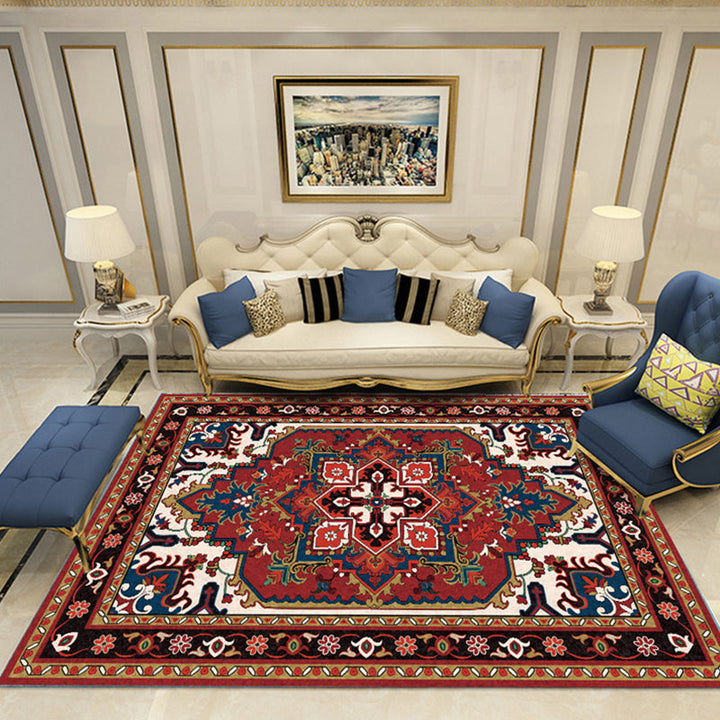 Lisslune | Nostalgia Chamber Rug Multicolored Jacquard Rug Synthetic Pet Friendly Non-Slip Back Machine Washable Rug