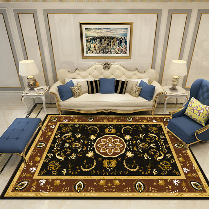Lisslune | Nostalgia Chamber Rug Multicolored Jacquard Rug Synthetic Pet Friendly Non-Slip Back Machine Washable Rug