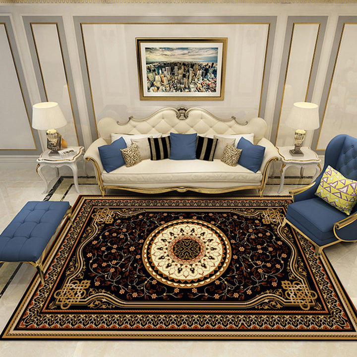 Lisslune | Nostalgia Chamber Rug Multicolored Jacquard Rug Synthetic Pet Friendly Non-Slip Back Machine Washable Rug