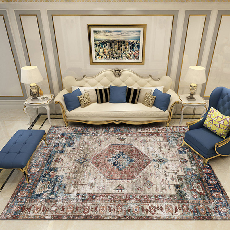 Lisslune | Nostalgia Chamber Rug Multicolored Jacquard Rug Synthetic Pet Friendly Non-Slip Back Machine Washable Rug