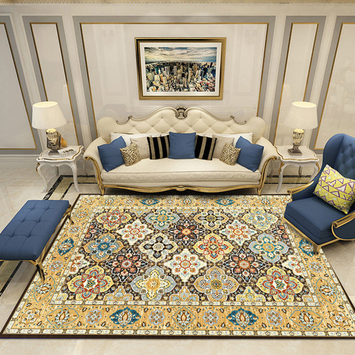 Lisslune | Nostalgia Chamber Rug Multicolored Jacquard Rug Synthetic Pet Friendly Non-Slip Back Machine Washable Rug