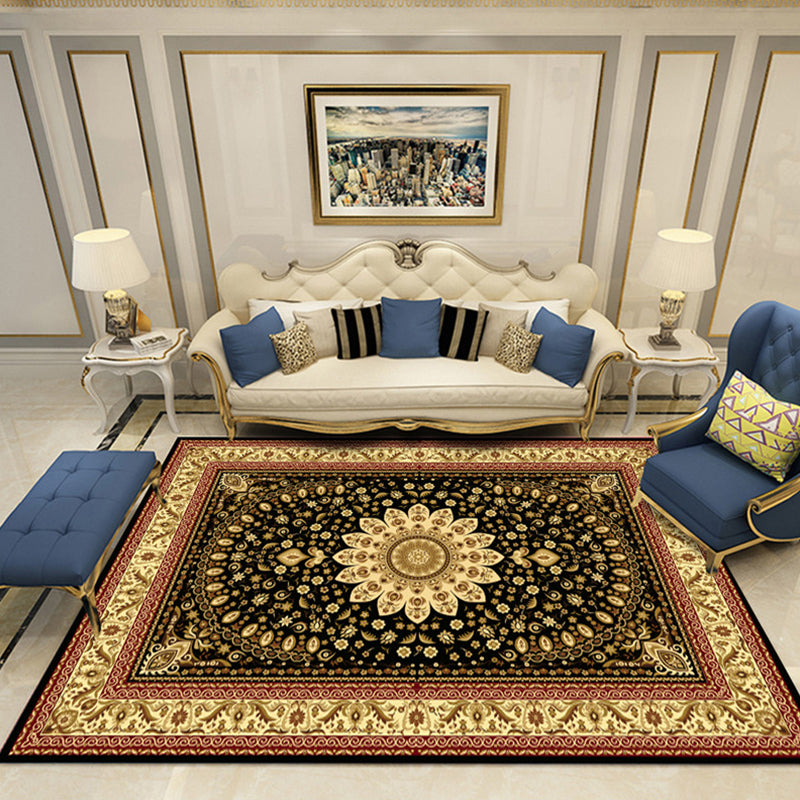 Lisslune | Nostalgia Chamber Rug Multicolored Jacquard Rug Synthetic Pet Friendly Non-Slip Back Machine Washable Rug