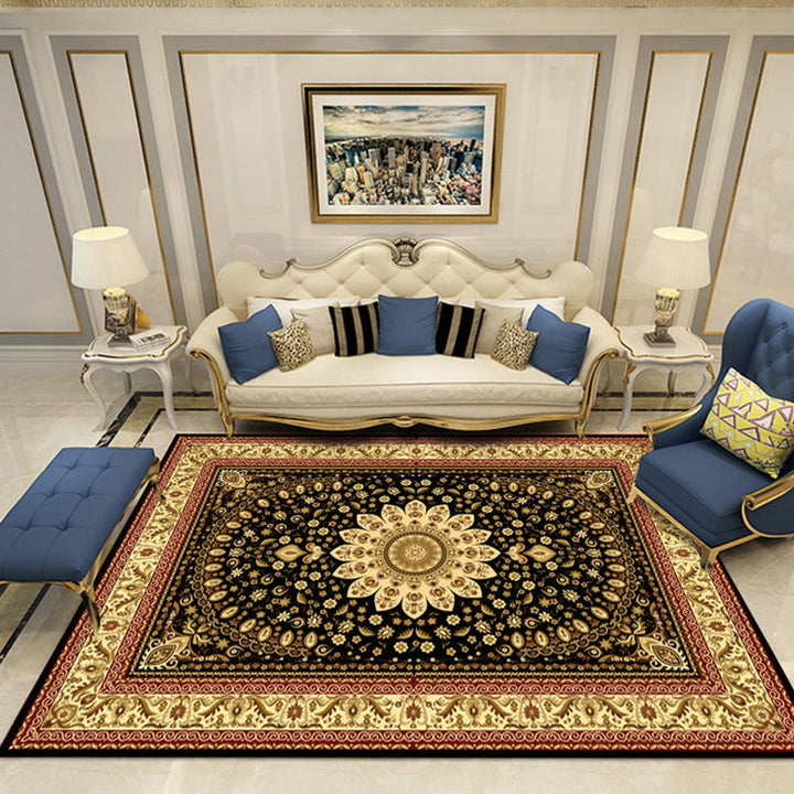 Lisslune | Nostalgia Chamber Rug Multicolored Jacquard Rug Synthetic Pet Friendly Non-Slip Back Machine Washable Rug