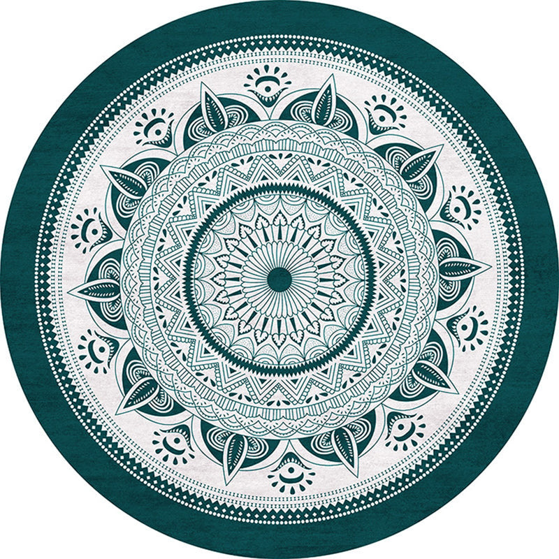 Lisslune | Stylish Mandala Print Rug Multicolored Moroccan Rug Polypropylene Stain Resistant Pet Friendly Non-Slip Backing Rug for Home