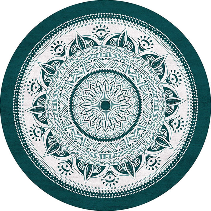 Lisslune | Stylish Mandala Print Rug Multicolored Moroccan Rug Polypropylene Stain Resistant Pet Friendly Non-Slip Backing Rug for Home